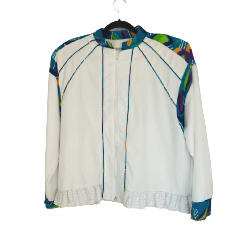 Vintage Brenda Goode '80s Full Zip Light Weight Ruffle Hem Windbreaker Jacket M